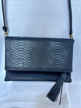 Gigi New York Embossed Snakeskin Crossbody Bag